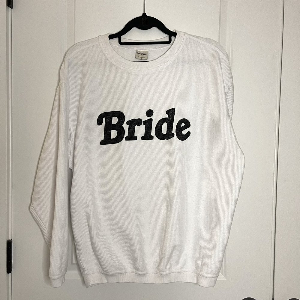 *Bride* White Corded Sweatshirt - Red Dress Boutique - Worn a few times